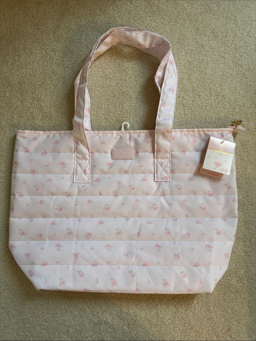 Quilted Pink Floral Tote Bag - Women